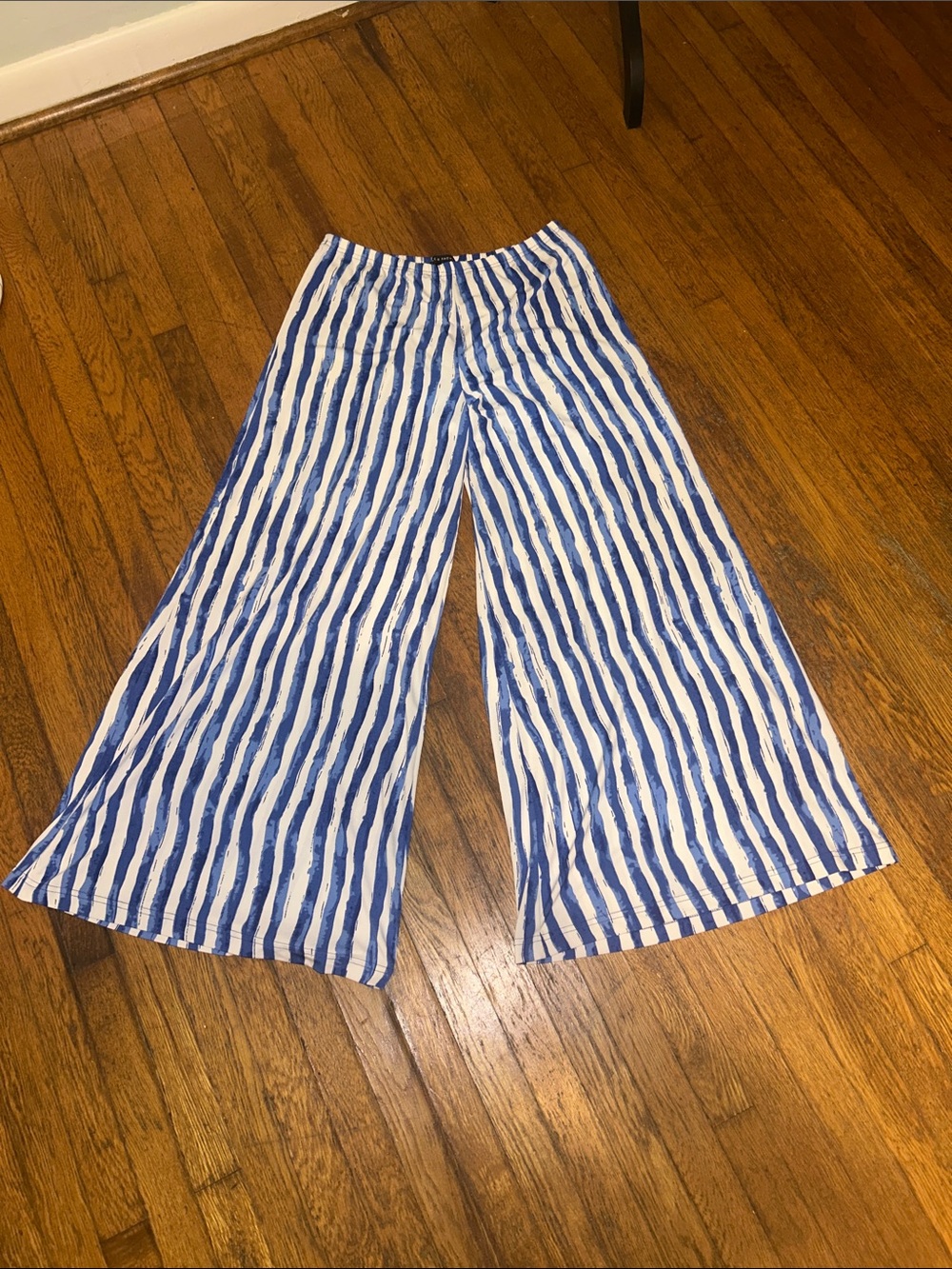 Zac & Rachel Blue and White Striped Wide-Leg Pants